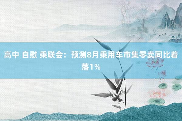 高中 自慰 乘联会：预测8月乘用车市集零卖同比着落1%