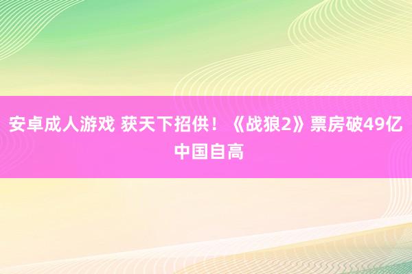 安卓成人游戏 获天下招供！《战狼2》票房破49亿 中国自高