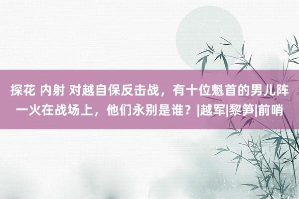 探花 内射 对越自保反击战，有十位魁首的男儿阵一火在战场上，他们永别是谁？|越军|黎笋|前哨