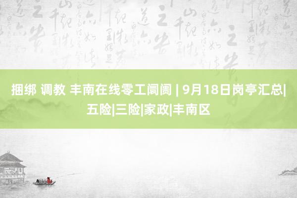 捆绑 调教 丰南在线零工阛阓 | 9月18日岗亭汇总|五险|三险|家政|丰南区