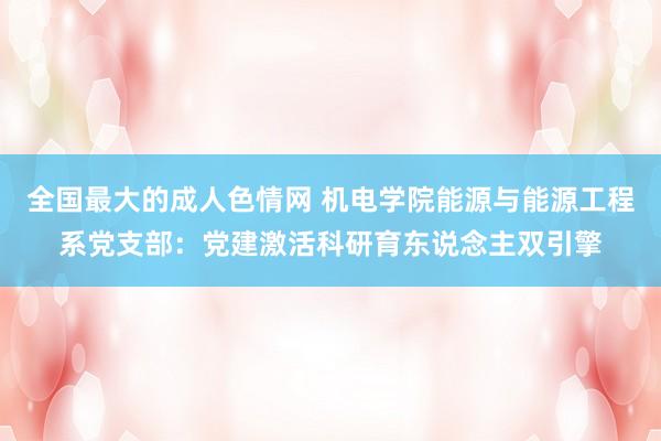 全国最大的成人色情网 机电学院能源与能源工程系党支部：党建激活科研育东说念主双引擎