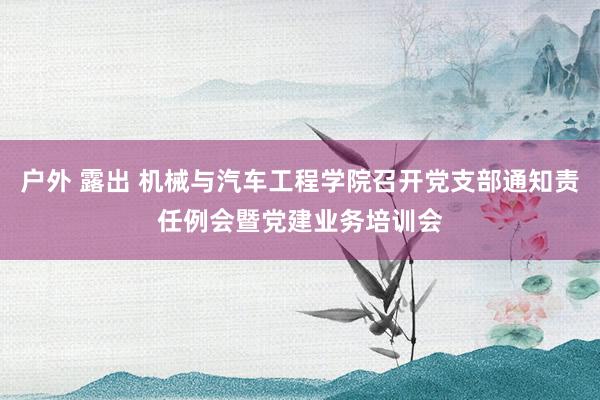 户外 露出 机械与汽车工程学院召开党支部通知责任例会暨党建业务培训会